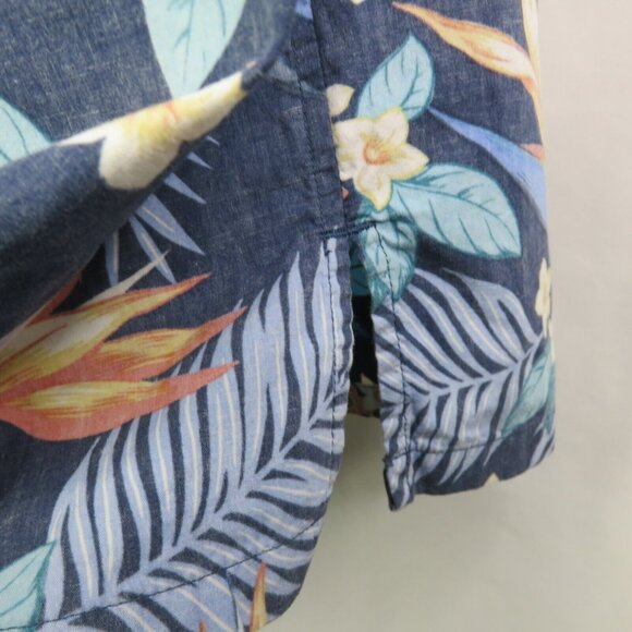 Cooke Street Hawaiian Aloha Shirt Mens L Blue Floral 100% Cotton Reverse Print - Picture 8 of 11